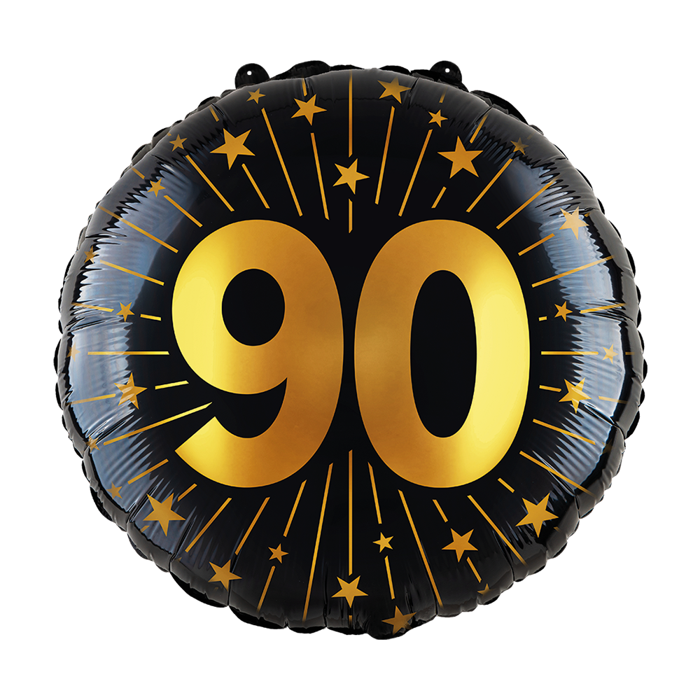 90 Jaar Helium Ballon Zwart Goud Folie Leeg 45cm