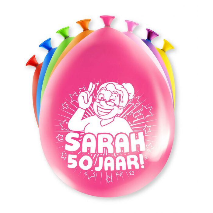 Ballonnen Sarah 50 jaar party 30cm 8st