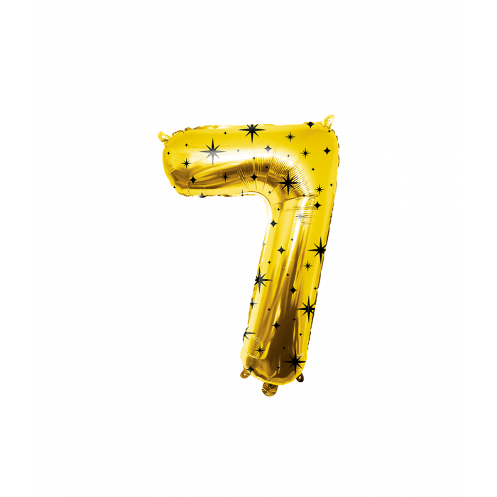 7 Jaar Cijfer Ballon Zwart Goud Sterren 86cm
