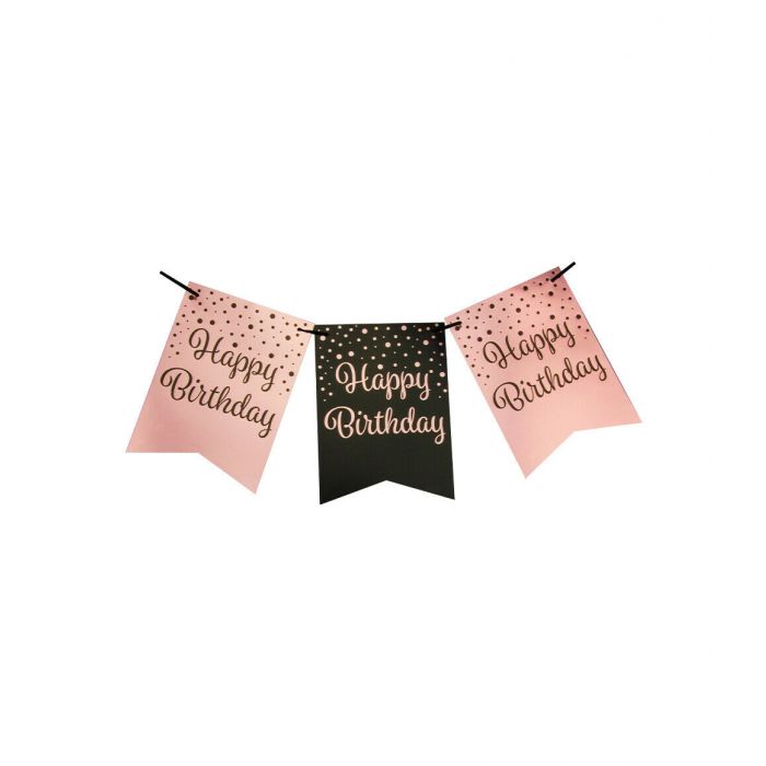 Slinger Happy Birthday Roze/Zwart 6m