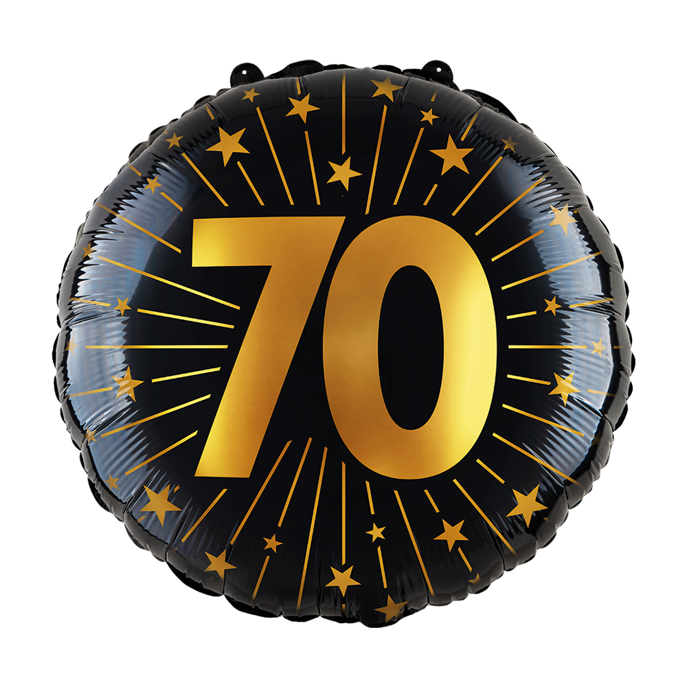 70 Jaar Helium Ballon Zwart Goud Folie Leeg 45cm