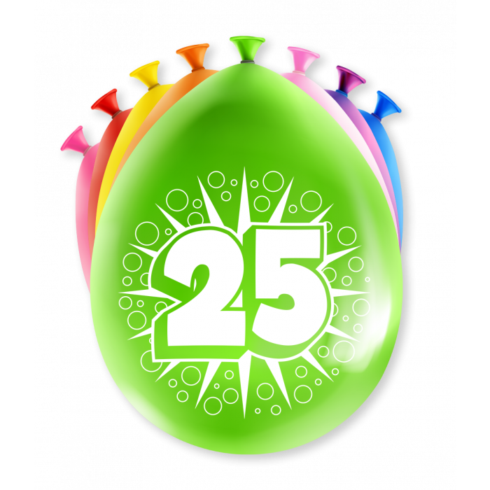 Ballonnen 25 jaar party 30cm 8st