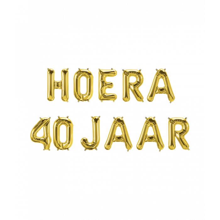 Hoera 40 jaar folieballonnen set goud 41cm