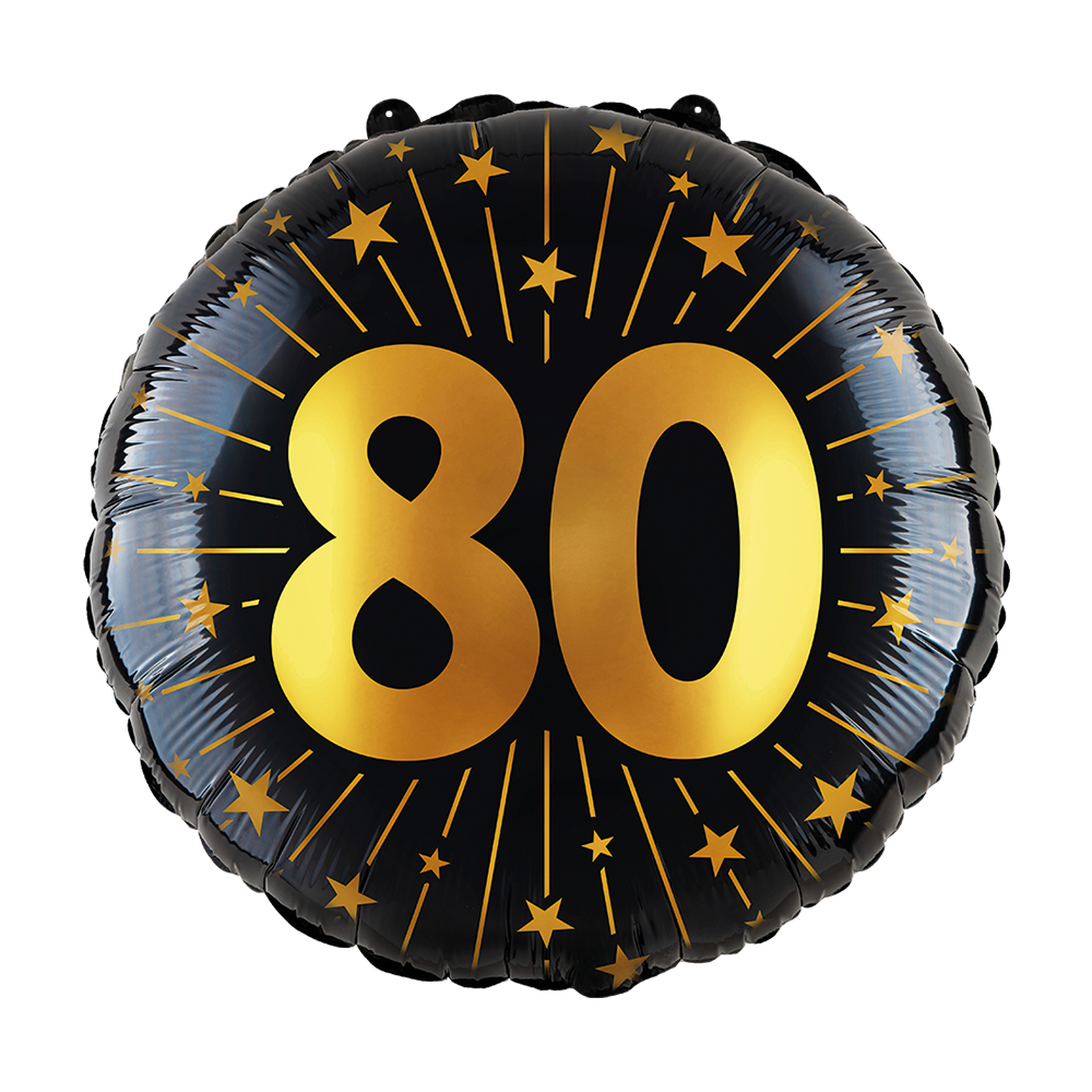 80 Jaar Helium Ballon Zwart Goud Folie Leeg 45cm