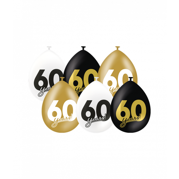 60 Jaar Ballonnen 30cm 6st