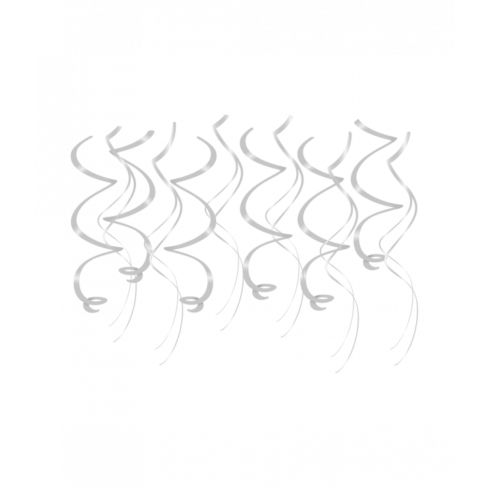 Swirl Hangdecoratie Zilver 70cm 12st