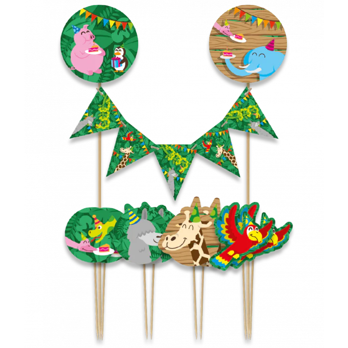 TaartDecoratie Wilde Dieren 9-delig
