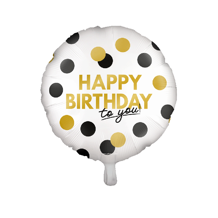 Happy Birthday Folieballon Goud Zwart 46cm