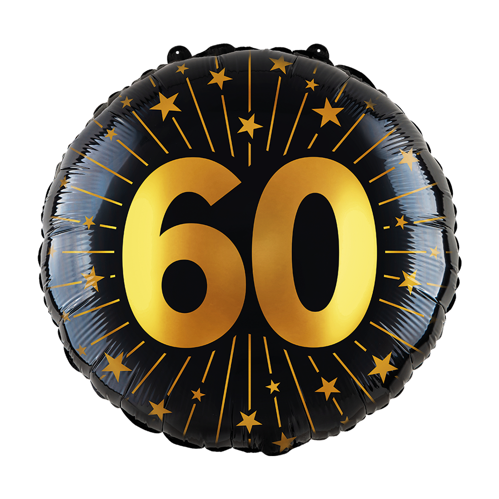 60 Jaar Helium Ballon Zwart Goud Folie Leeg 45cm