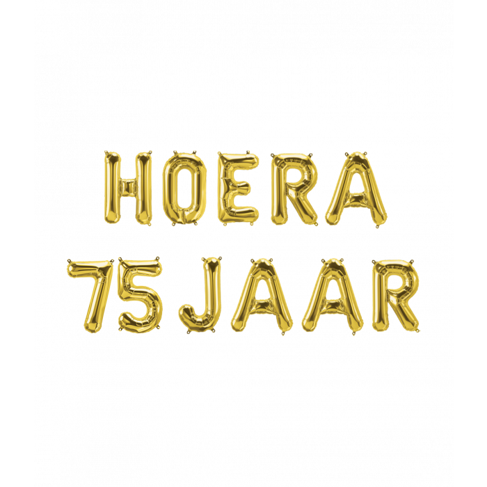 Hoera 75 jaar folieballonnen set goud 41cm