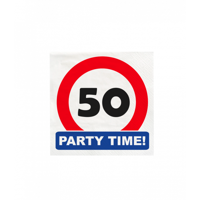 Verkeersbord 50 jaar Party Time Servetten 16st