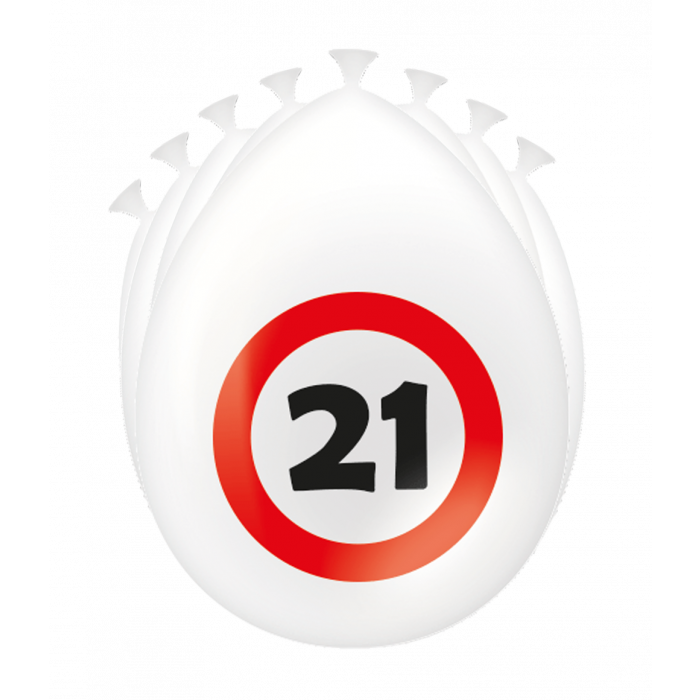 21 Jaar Verkeersbord Ballonnen 8st
