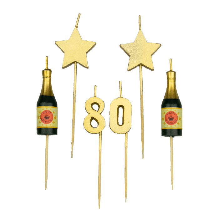 Party kaarsjes 80 jaar 10 cm