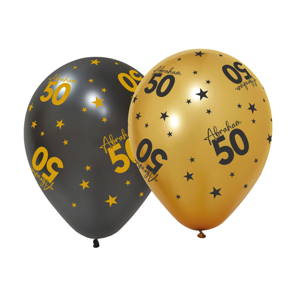 50 Jaar Abraham Zwart Goud Ballonnen 6st