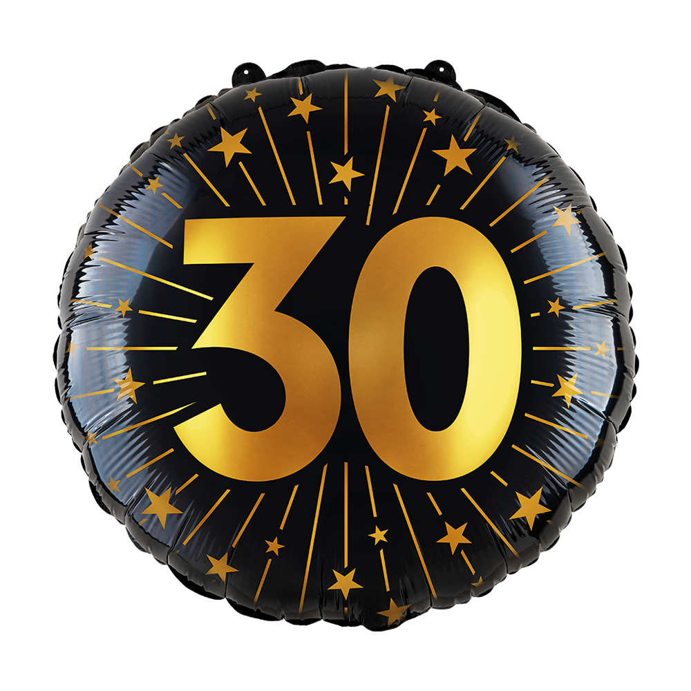 30 jaar helium ballon zwart goud folie 45 cm