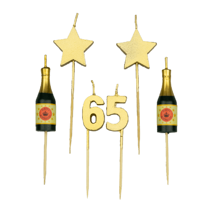Party kaarsjes 65 jaar 10 cm