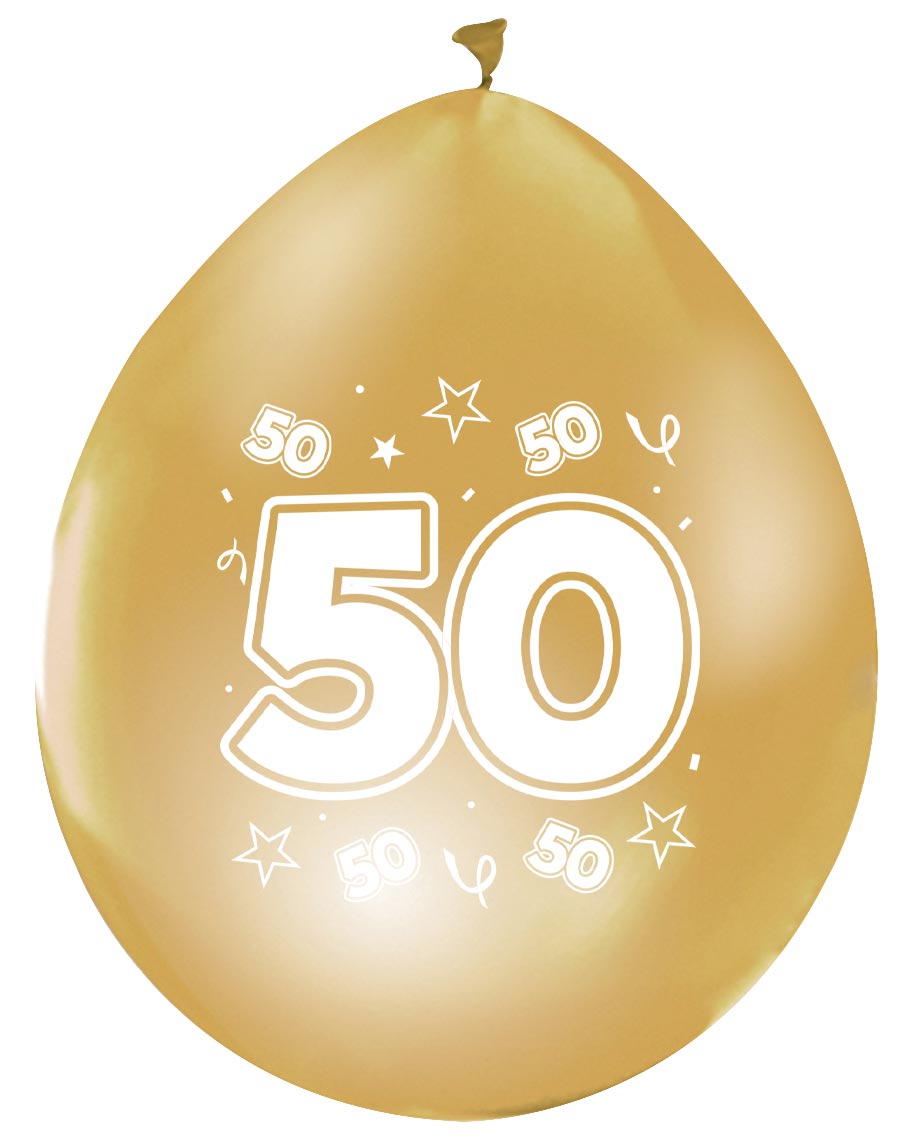 Gouden Ballonnen 50 Jaar 30cm 8st