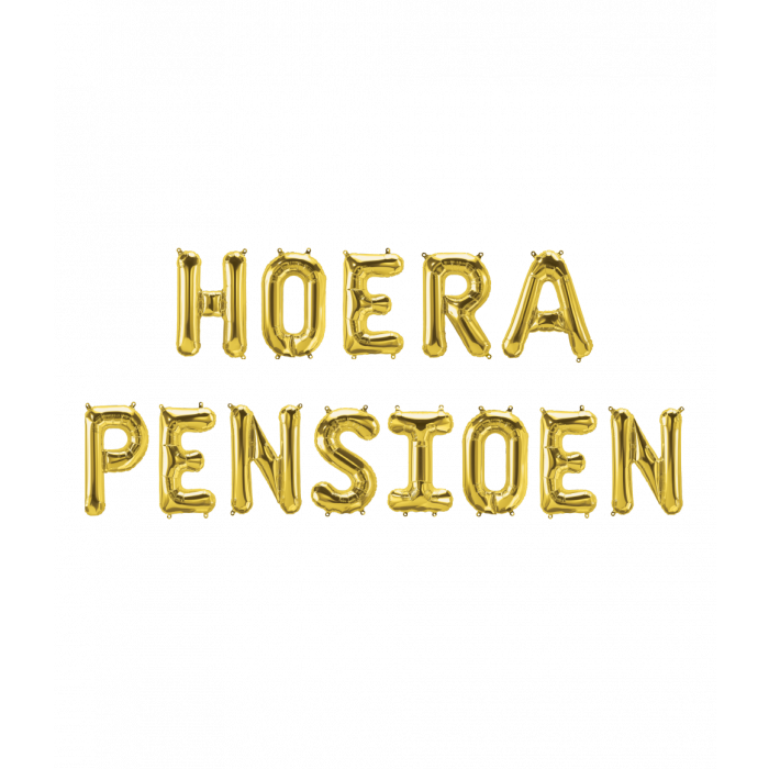 Hoera Pensioen folieballonnen set goud 41cm