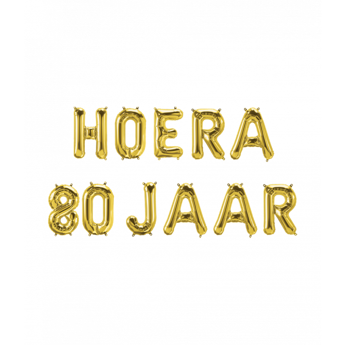 Hoera 80 jaar folieballonnen set goud 41cm