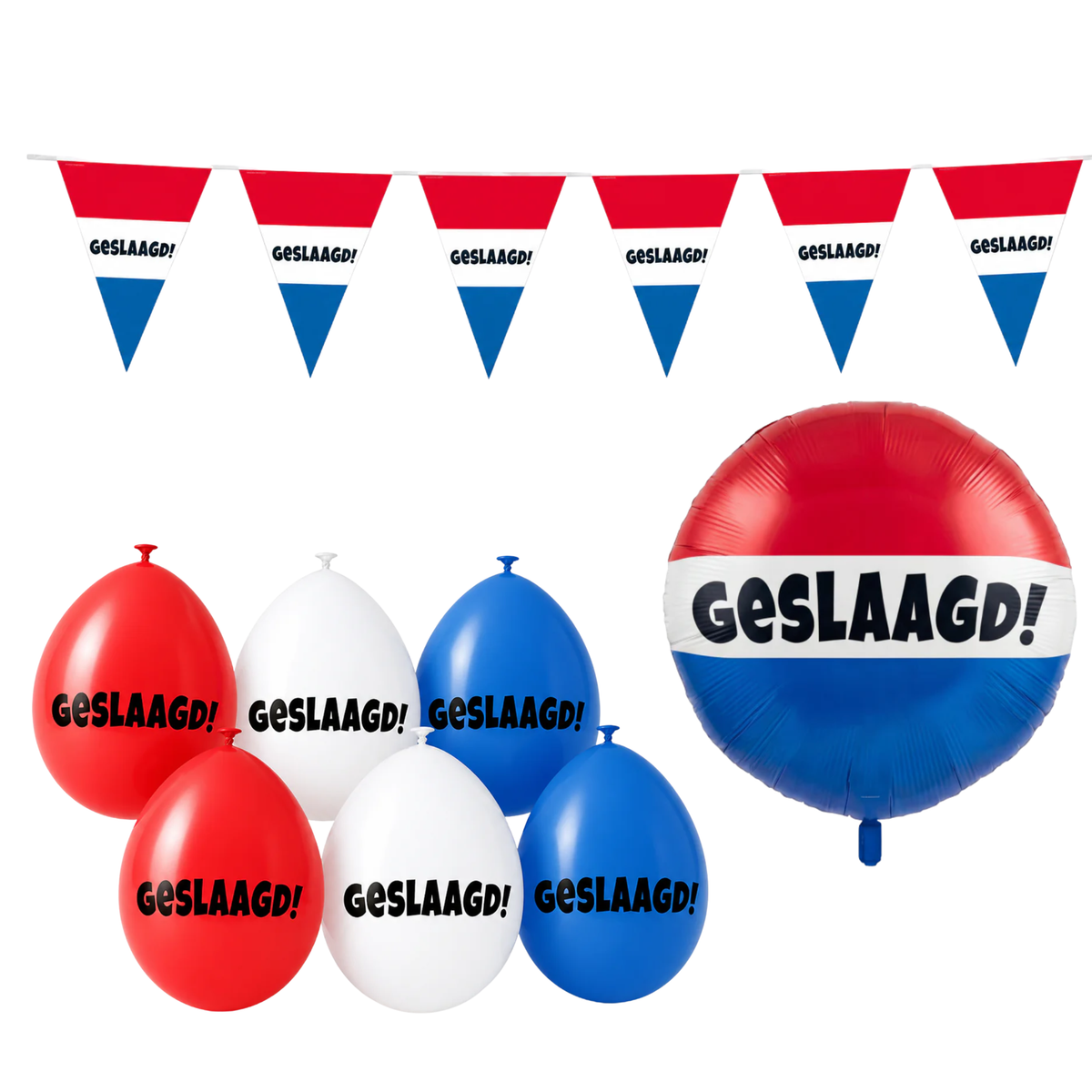 Geslaagd Versieringspakket Rood Wit Blauw 8-Delig