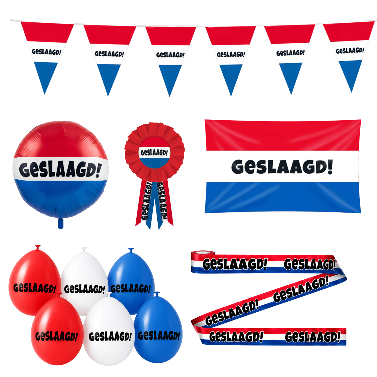 Geslaagd Versieringspakket Rood Wit Blauw 11-Delig