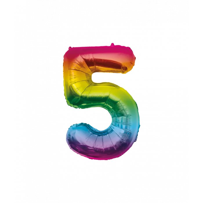 Folieballon 5 Jaar Regenboog 40cm