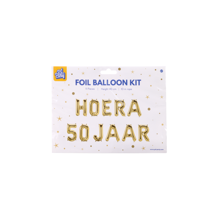 Hoera 50 jaar folieballonnen set goud 41cm