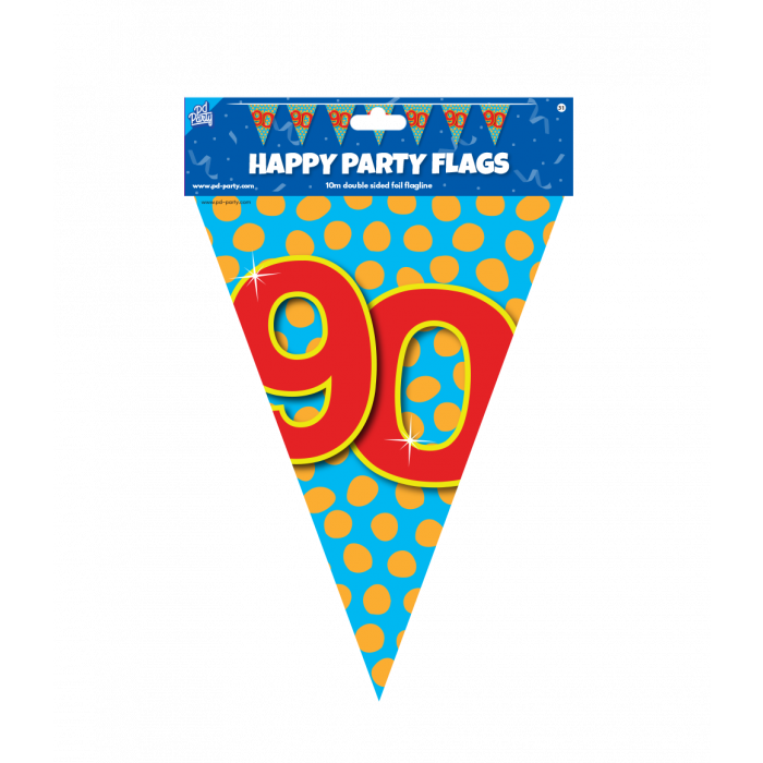 Vlaggenlijn Slinger 90 jaar Party 10 m
