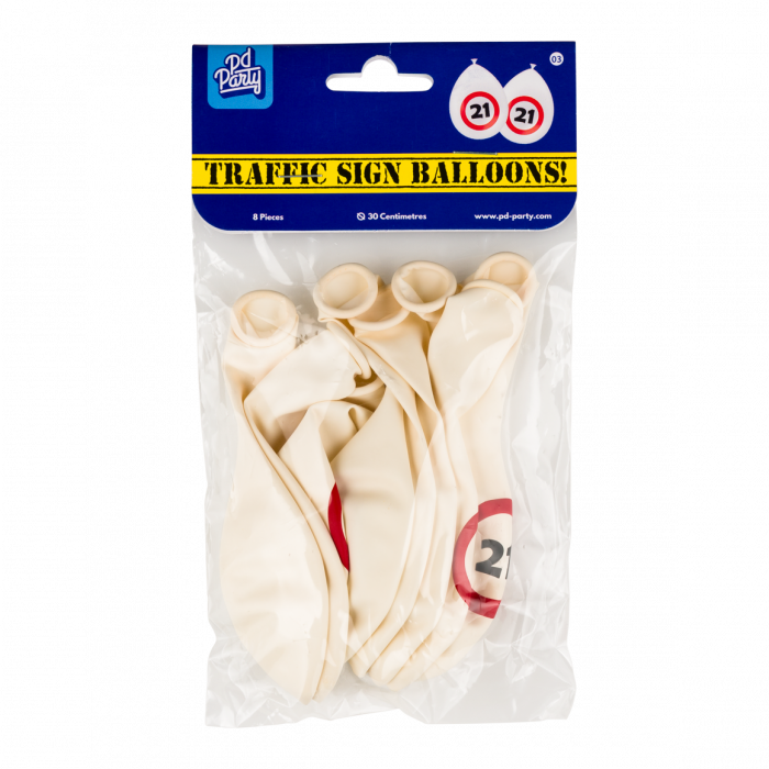 21 Jaar Verkeersbord Ballonnen 8st