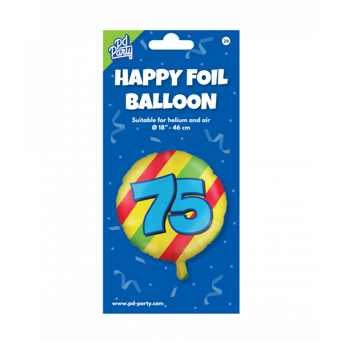 Helium ballon 75 jaar party 45cm