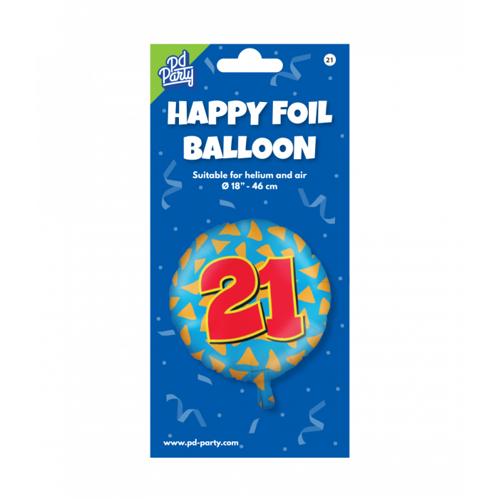 Helium ballon 21 jaar party 45cm