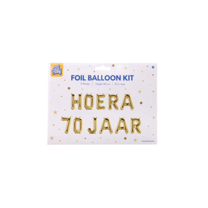 Hoera 70 jaar folieballonnen set goud 41cm
