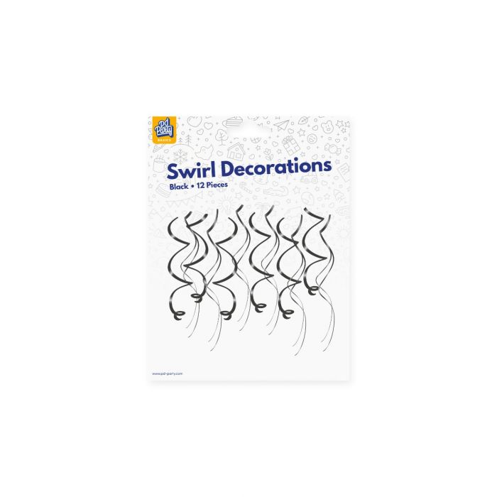 Swirl Hangdecoratie Zwart 70cm 12st