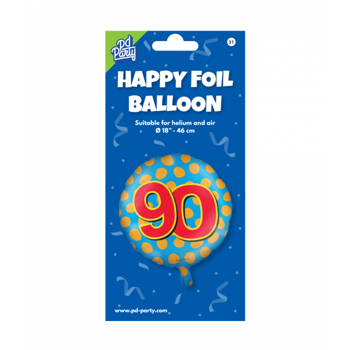 Helium ballon 90 jaar party 45cm