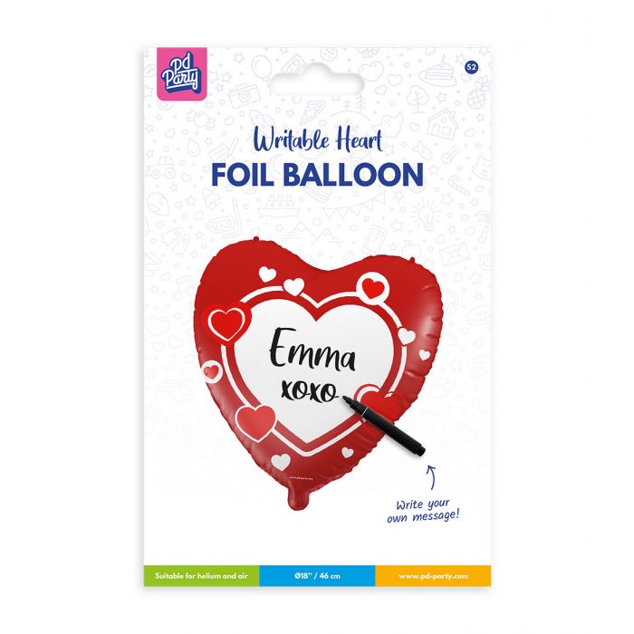 Schrijfbare Folieballon Hart 46cm
