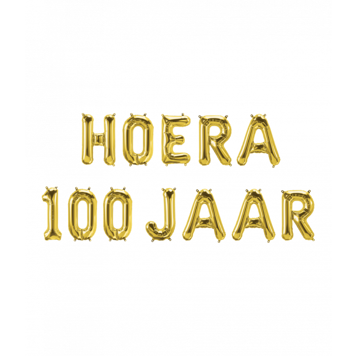 Hoera 100 jaar folieballonnen set goud 41cm