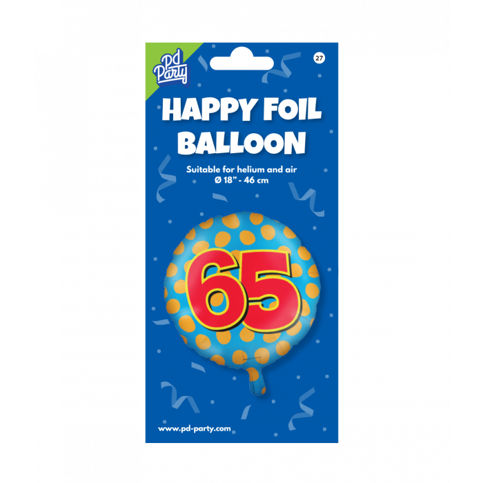 Helium ballon 65 jaar party 45cm
