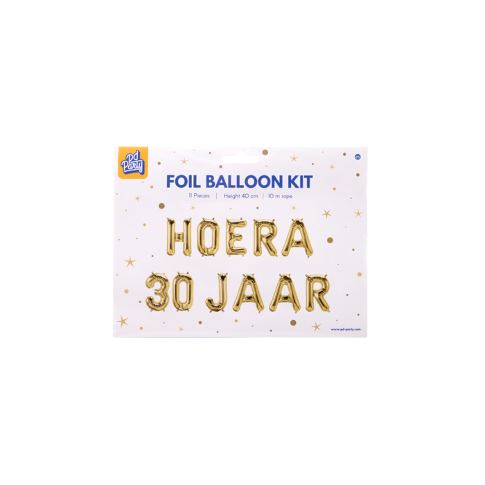 Hoera 30 jaar folieballonnen set goud 41cm
