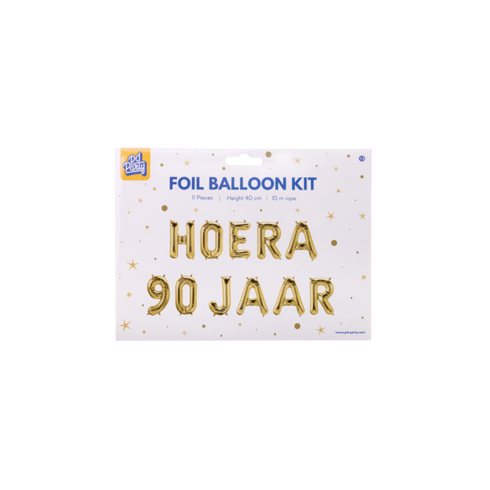 Hoera 90 jaar folieballonnen set goud 41cm