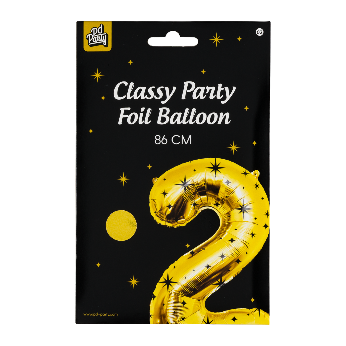 2 Jaar Cijfer Ballon Zwart Goud Sterren 86cm