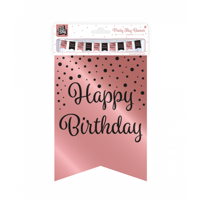Slinger Happy Birthday Roze/Zwart 6m