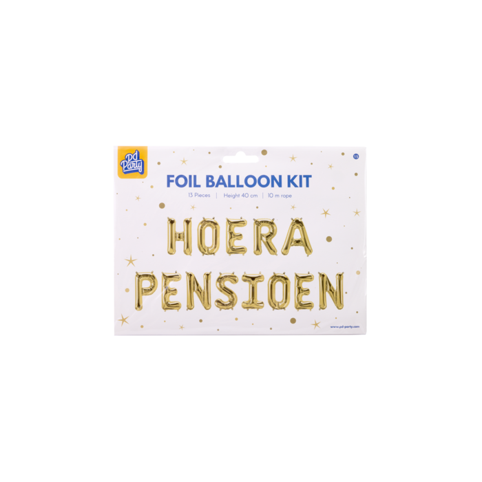 Hoera Pensioen folieballonnen set goud 41cm