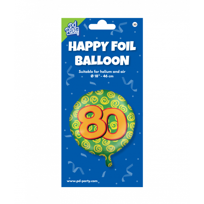 Helium ballon 80 jaar party 45cm