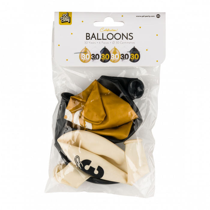 30 Jaar Ballonnen 30cm 6st