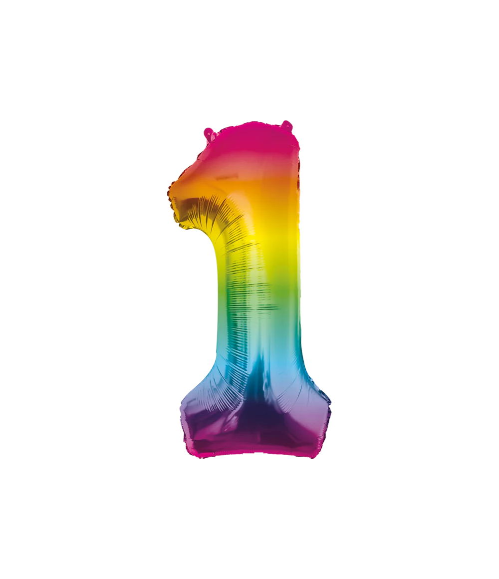 Folieballon 1 Jaar Regenboog 40cm