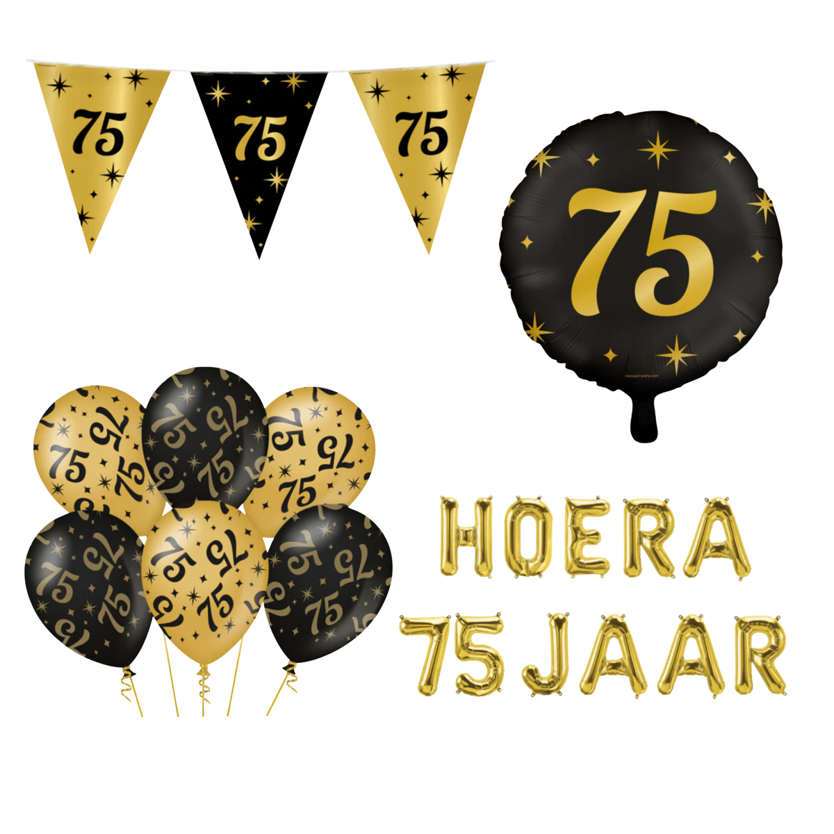75 Jaar Versiering Pakket Classy 9-Delig