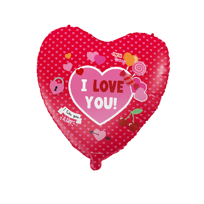 I Love You Folieballon Hart 46cm
