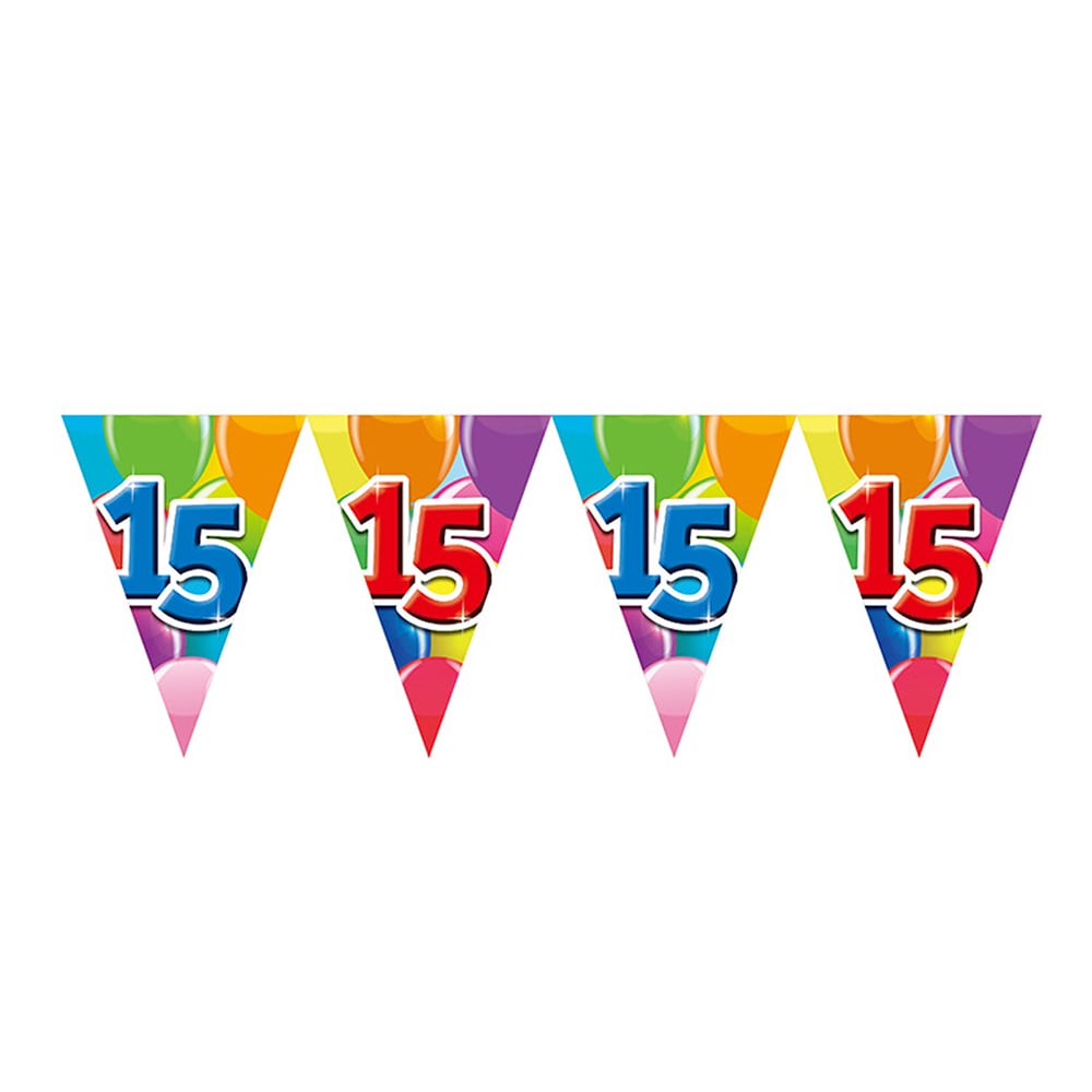 15 Jaar Vlaggenlijn Ballonnen 10m