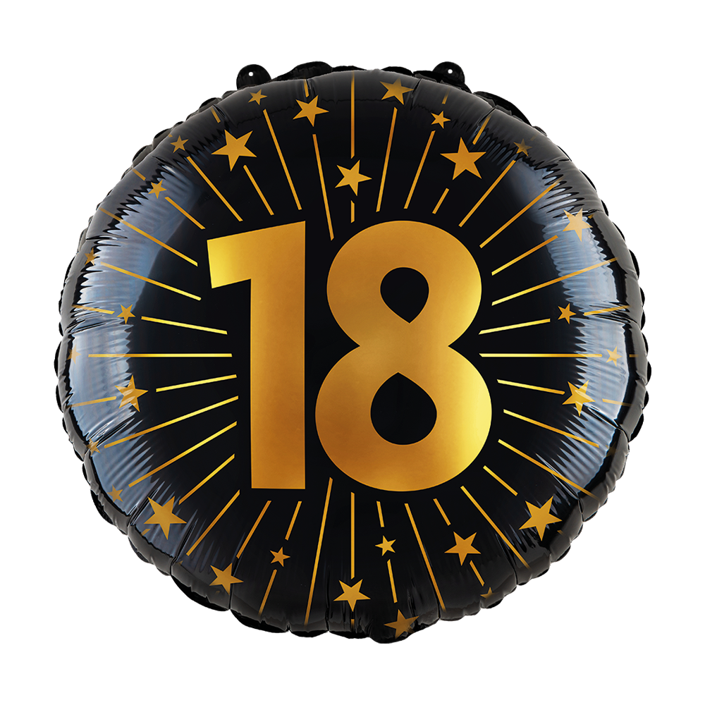 18 Jaar Helium Ballon Zwart Goud Folie Leeg 45cm