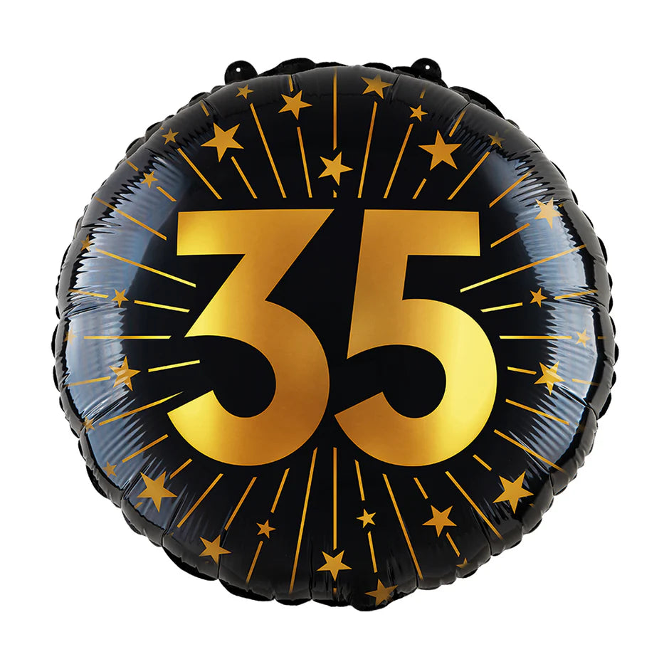 35 Jaar Helium Ballon Zwart Goud 45cm
